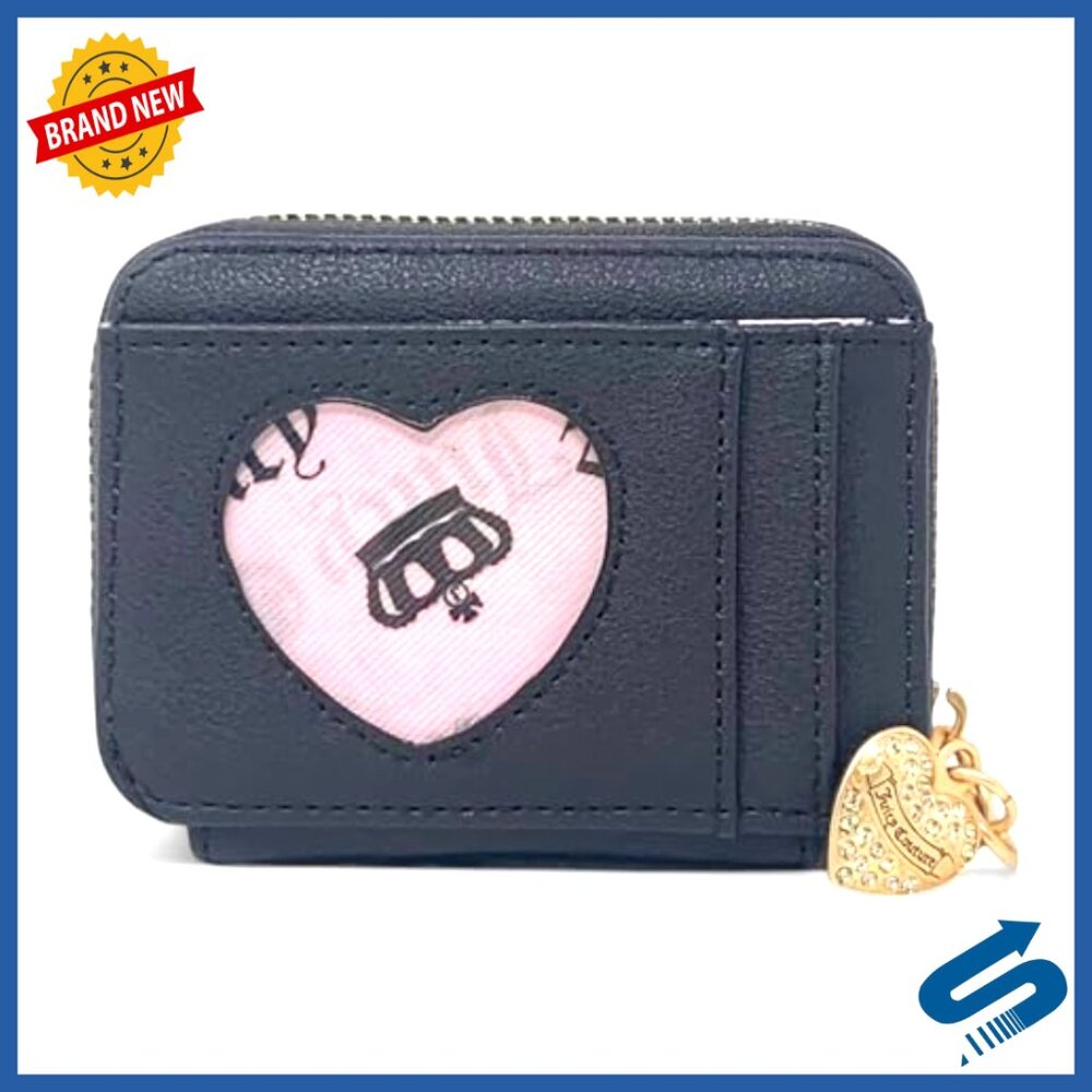 Square Zip Wristlet Wallet with Chain Strap, Faux Leather, Compact Size - Picture 2 of 3